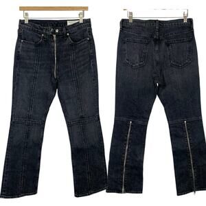 Rag & Bone Womens Iver Pant Cropped Jeans 27 Black Bain Exposed Zipper Edgy